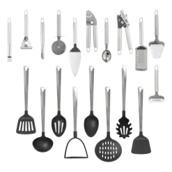 Xenos Aardappelstamper London - zilverkleurig - 34 cm- Keukengerei