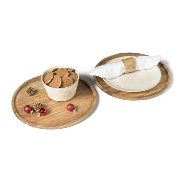 Xenos Acacia tray rond - ø28 cm- Borrelplanken|Kaarsenplateaus