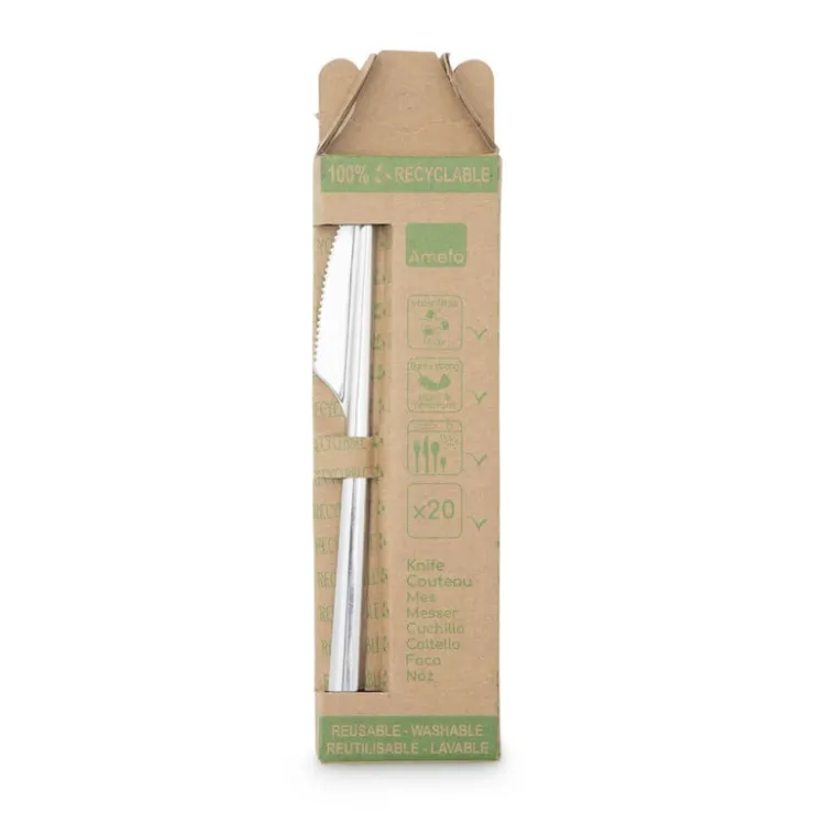 Xenos Amefa RVS messen - zilverkleurig - 20 stuks- Wegwerpservies