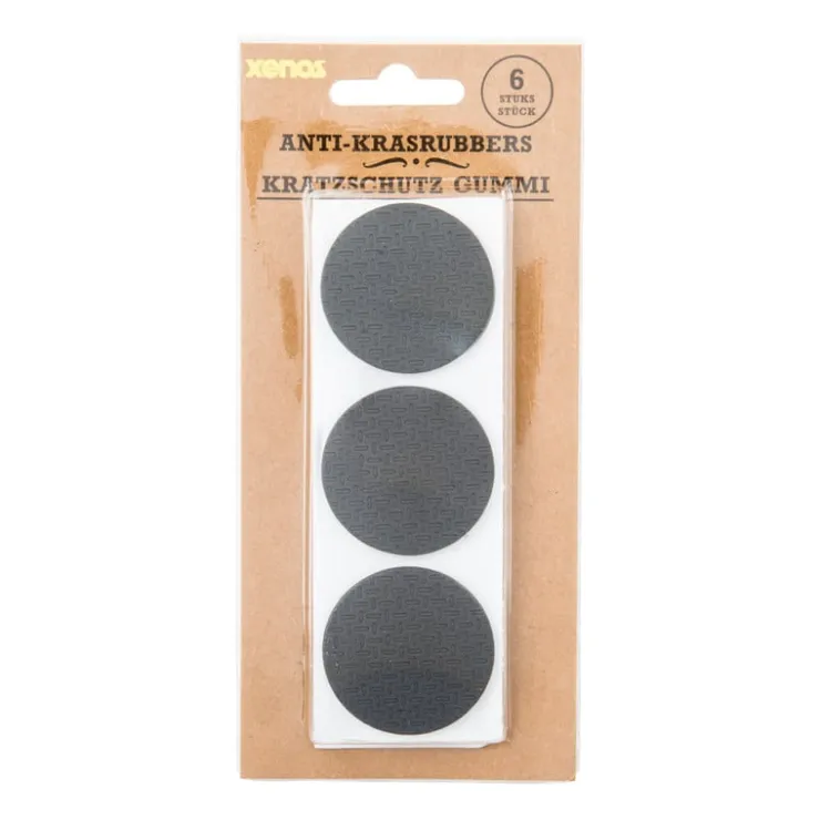 Xenos Anti-krasrubbbers - zwart - set van 6- Viltjes