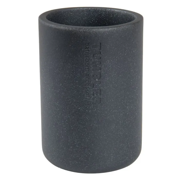 Xenos Badkamer beker Nature - antraciet - ø8x11.5 cm- Tandenborstelbekers