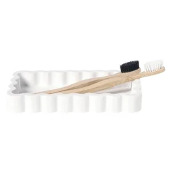 Xenos Badkamer plateau golf - wit - 3x18x10 cm- Badkamer Accessoires