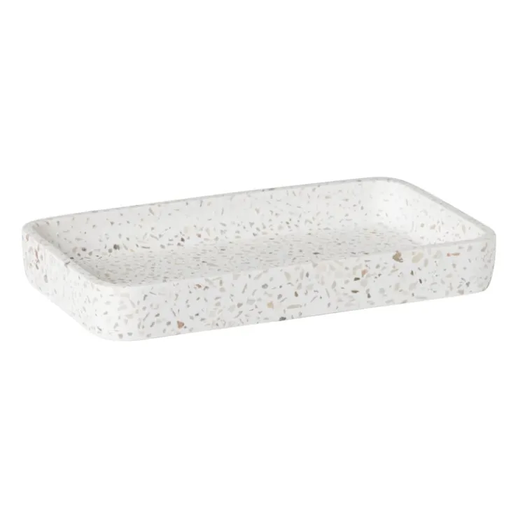 Xenos Badkamer plateau Terrazzo - wit - 2.5x19x11 cm- Badkamer Accessoires