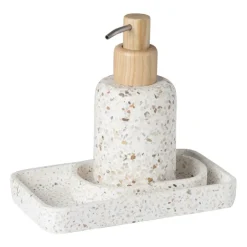 Xenos Badkamer plateau Terrazzo - wit - 2.5x19x11 cm- Badkamer Accessoires
