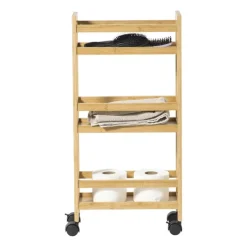 Xenos Badkamer trolley - bamboe - 74.5x36x15 cm- Badkamer Accessoires|Keukentrolleys