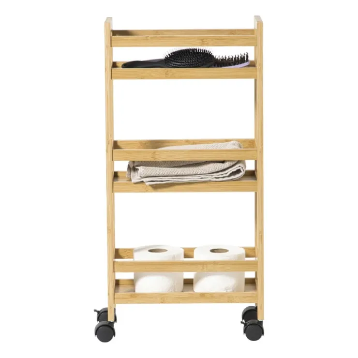 Xenos Badkamer trolley - bamboe - 74.5x36x15 cm- Badkamer Accessoires|Keukentrolleys