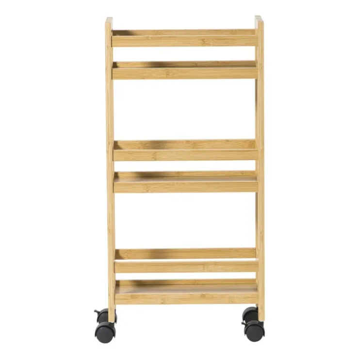 Xenos Badkamer trolley - bamboe - 74.5x36x15 cm- Badkamer Accessoires|Keukentrolleys