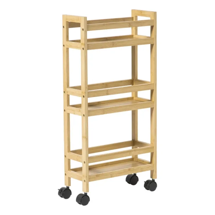 Xenos Badkamer trolley - bamboe - 74.5x36x15 cm- Badkamer Accessoires|Keukentrolleys