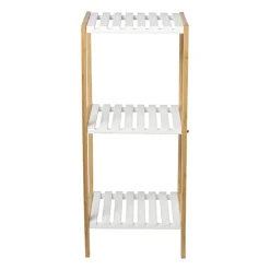 Xenos Badkamerrek - naturel/wit - 79x34x33 cm- Badkamer Accessoires|Doucherekjes
