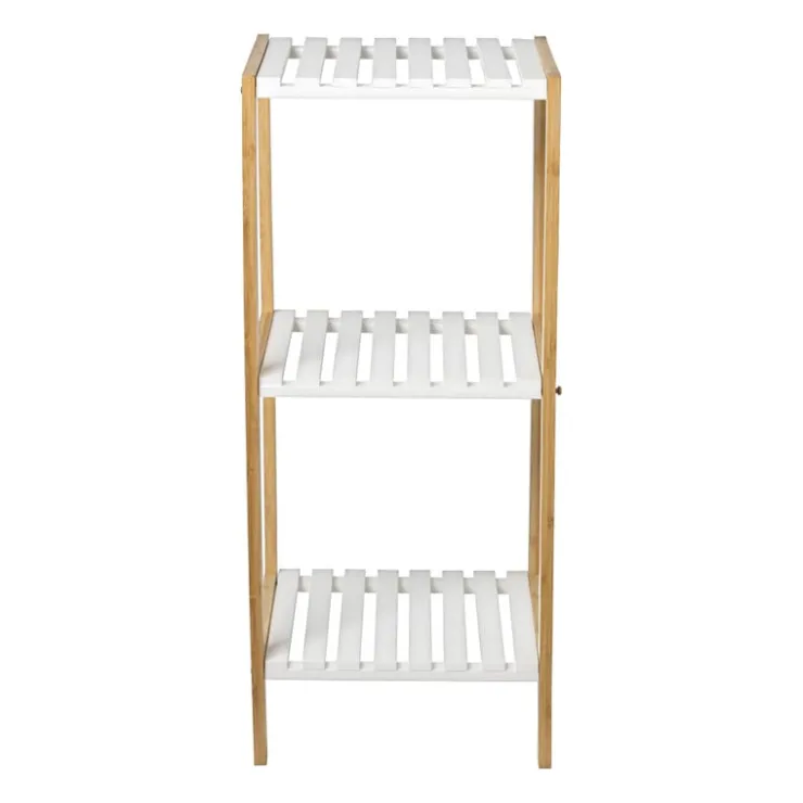 Xenos Badkamerrek - naturel/wit - 79x34x33 cm- Badkamer Accessoires|Doucherekjes