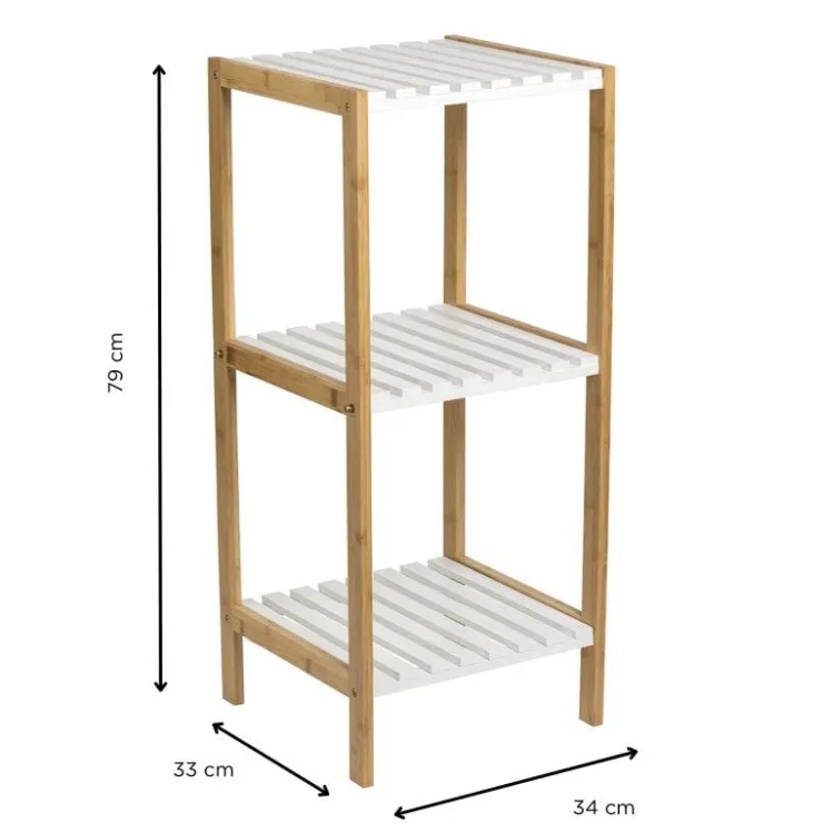 Xenos Badkamerrek - naturel/wit - 79x34x33 cm- Badkamer Accessoires|Doucherekjes
