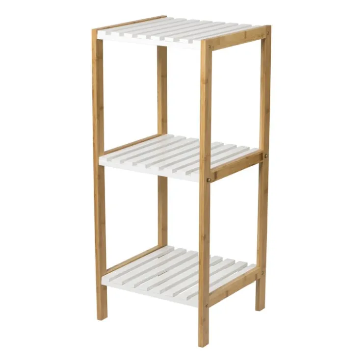 Xenos Badkamerrek - naturel/wit - 79x34x33 cm- Badkamer Accessoires|Doucherekjes