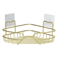 Xenos Badkamerrek hoek - goudkleurig - 21.5x21.5x10 cm- Badkamer Accessoires|Doucherekjes