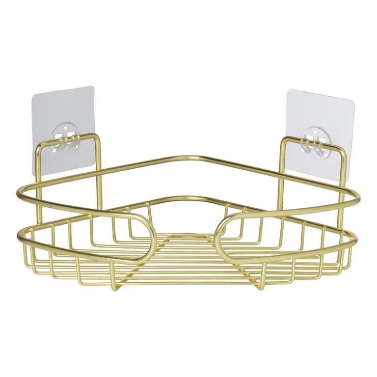 Xenos Badkamerrek hoek - goudkleurig - 21.5x21.5x10 cm- Badkamer Accessoires|Doucherekjes