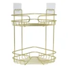 Xenos Badkamerrek hoek dubbel - goudkleurig - 21.5x21.5x34 cm- Badkamer Accessoires|Doucherekjes