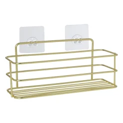 Xenos Badkamerrek rechthoekig - goudkleurig - 28x10x12 cm- Badkamer Accessoires|Doucherekjes