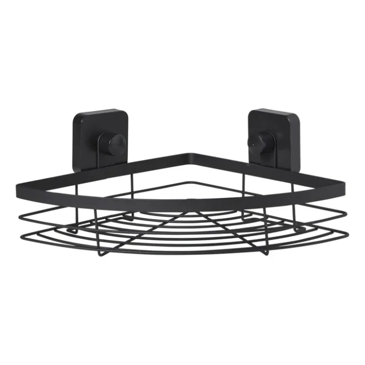 Xenos Badkamerrekje hoek - zwart - 5.5x22.5x31 cm- Badkamer Accessoires