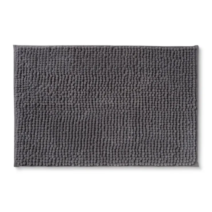 Xenos Badmat chenille - donkergrijs - 40x60 cm- Badmatten