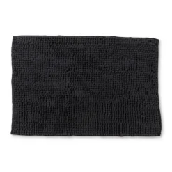 Xenos Badmat chenille - zwart - 40x60 cm- Badmatten