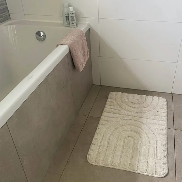 Xenos Badmat Lijnen - wit - 50x70 cm- Badmatten