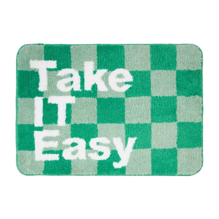 Xenos Badmat Take it Easy - groen/wit - 50x70 cm- Badmatten