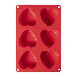 Xenos Bakvorm 6 harten - siliconen - 3.5x27x18.5 cm- Bakvormen