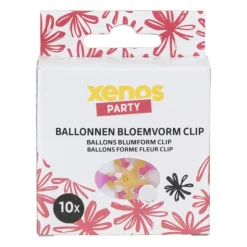 Xenos Ballon clip bloemvorm - set van 10 - ø8x1 cm- Ballonnen