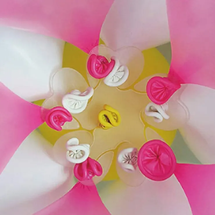 Xenos Ballon clip bloemvorm - set van 10 - ø8x1 cm- Ballonnen