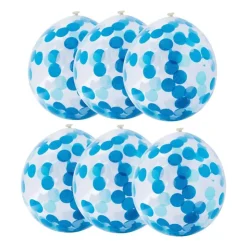 Xenos Ballon confetti - blauw/wit - set van 6- Ballonnen|Babyshower