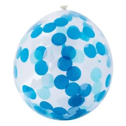 Xenos Ballon confetti - blauw/wit - set van 6- Ballonnen|Babyshower