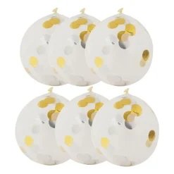 Xenos Ballon confetti - goud/wit - set van 6- Ballonnen|Bruiloft