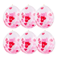 Xenos Ballon confetti - hartjes - set van 6- Ballonnen|Bruiloft