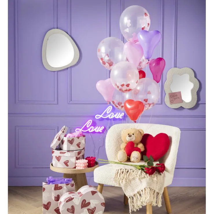 Xenos Ballon confetti - hartjes - set van 6- Ballonnen|Bruiloft