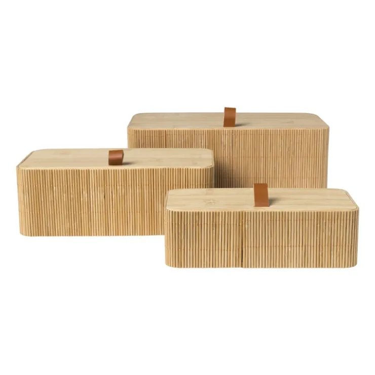 Xenos Bamboe kistje met deksel Jesse - 6x20x10 cm - naturel- Manden|Manden