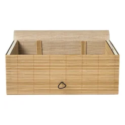 Xenos Bamboe kistje met deksel Moos - 8x21x16 cm - naturel- Manden|Manden