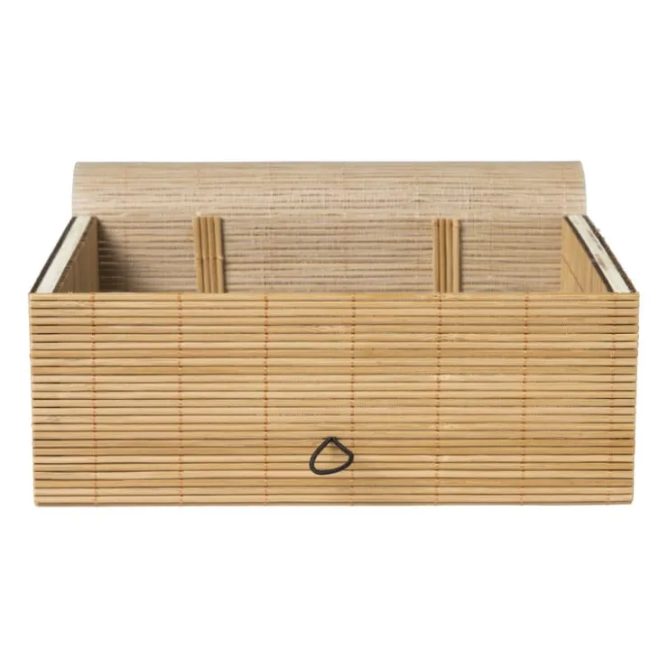 Xenos Bamboe kistje met deksel Moos - 8x21x16 cm - naturel- Manden|Manden