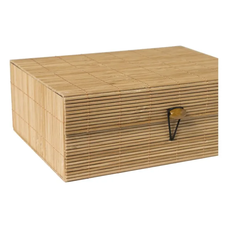 Xenos Bamboe kistje met deksel Moos - 8x21x16 cm - naturel- Manden|Manden