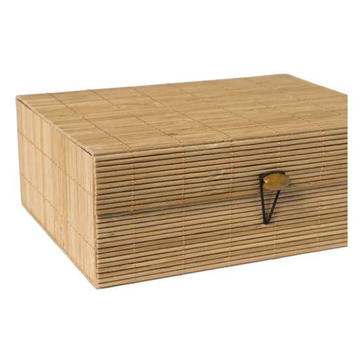 Xenos Bamboe kistje met deksel Moos - 10x27x20 cm - naturel- Manden|Manden