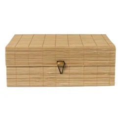 Xenos Bamboe kistje met deksel Moos - 9x24x18 cm - naturel- Manden|Manden