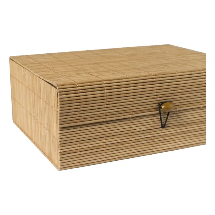 Xenos Bamboe kistje met deksel Moos - 9x24x18 cm - naturel- Manden|Manden