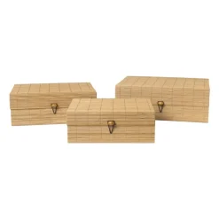 Xenos Bamboe kistje met deksel Moos - 9x24x18 cm - naturel- Manden|Manden