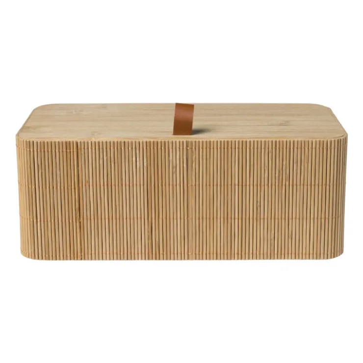 Xenos Bamboe kistje met deksel Jesse - 10x27x15.5 cm - naturel- Manden|Manden