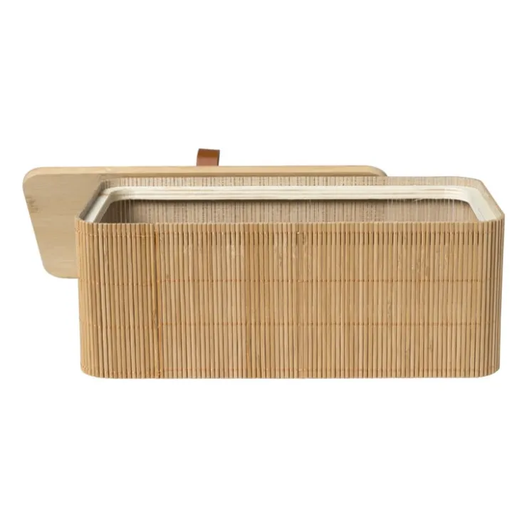 Xenos Bamboe kistje met deksel Jesse - 10x27x15.5 cm - naturel- Manden|Manden
