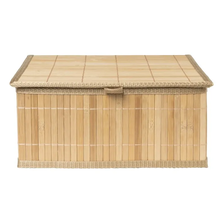 Xenos Bamboe mand met deksel - 13x29x23 cm- Manden|Manden