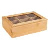 Xenos Bamboe theekistje - 6 vakken - 23x16x8 cm- Theedozen