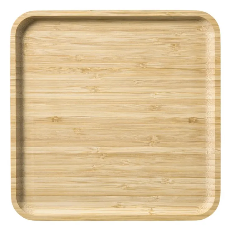 Xenos Bamboe tray vierkant - bruin - 1.8x24.5x24.5 cm- Dienbladen