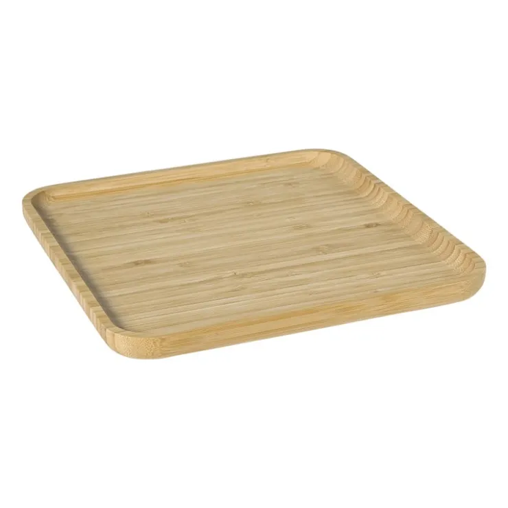 Xenos Bamboe tray vierkant - bruin - 1.8x24.5x24.5 cm- Dienbladen