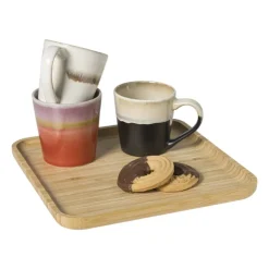 Xenos Bamboe tray vierkant - bruin - 1.8x24.5x24.5 cm- Dienbladen