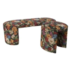 Xenos Bankje bouquet - rood/paars/zwart - 44x120x45 cm- Bankjes