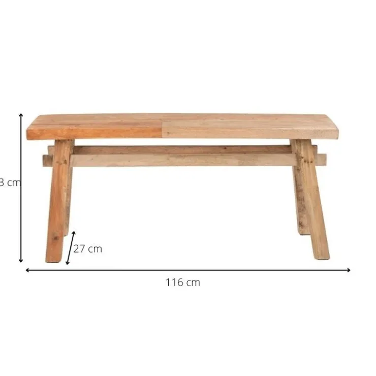 Xenos Bankje recycle Ubud - hout - 116 cm- Bankjes